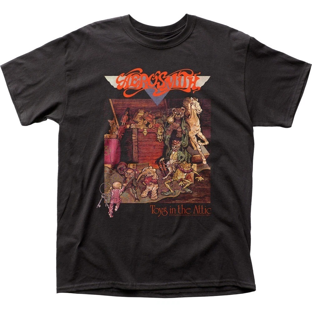 Aerosmith Toys In The Attic Mens T Shirt Rock And Roll Classic Tee New Black